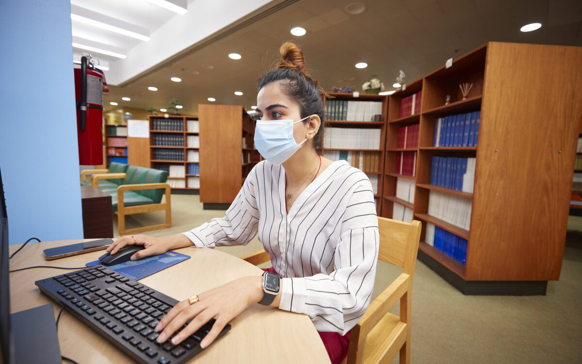 Student working at computer